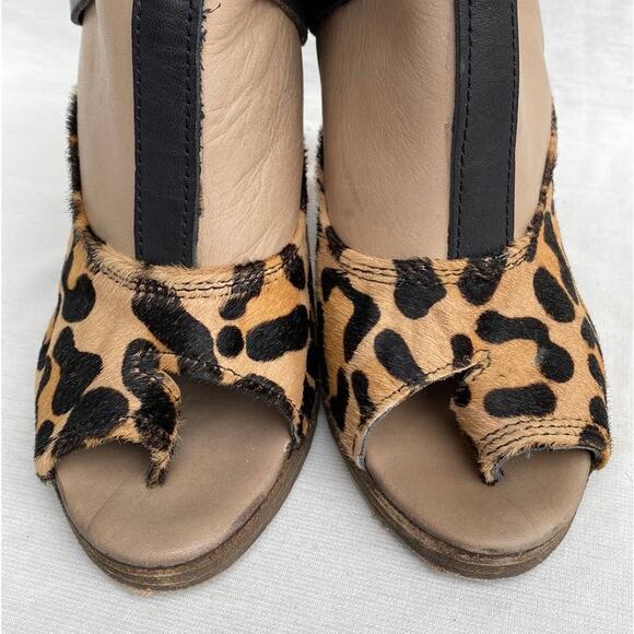 Ksubi Leopard Print Leather Toehold Stacked Heel Buckled Ankle Boots 38 - Picture 9 of 13